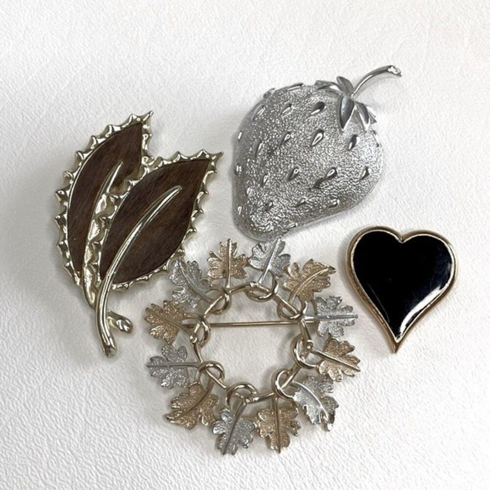 Sarah Coventry Gold & Silvertone Brooches Lot of 4 Signed Vintage